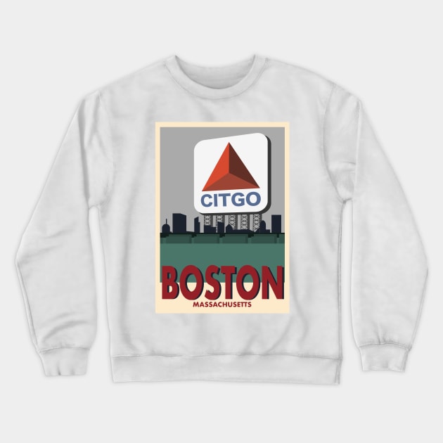 Boston Travel Poster Crewneck Sweatshirt by Rosemogo